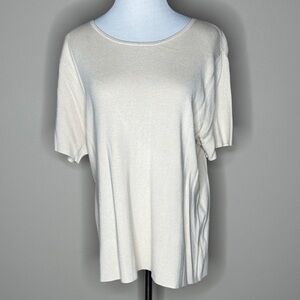 Whisper Knit by Louis Dell’Orio womens short sleeve ribbed beige shirt size XL.